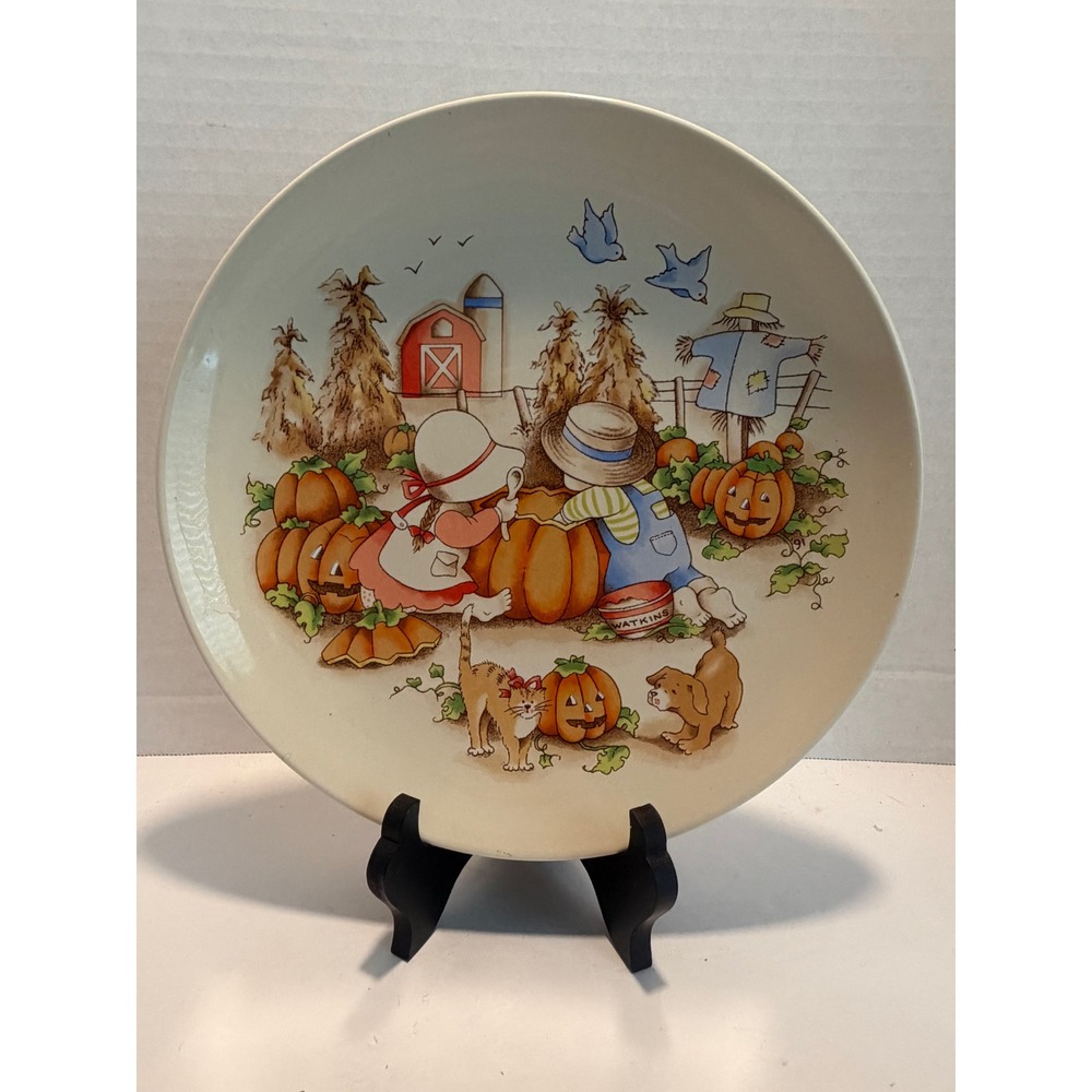 Watkins Country Kids Collector's Dessert Plate 1991 Sharing is Fun Pumpkin Patch